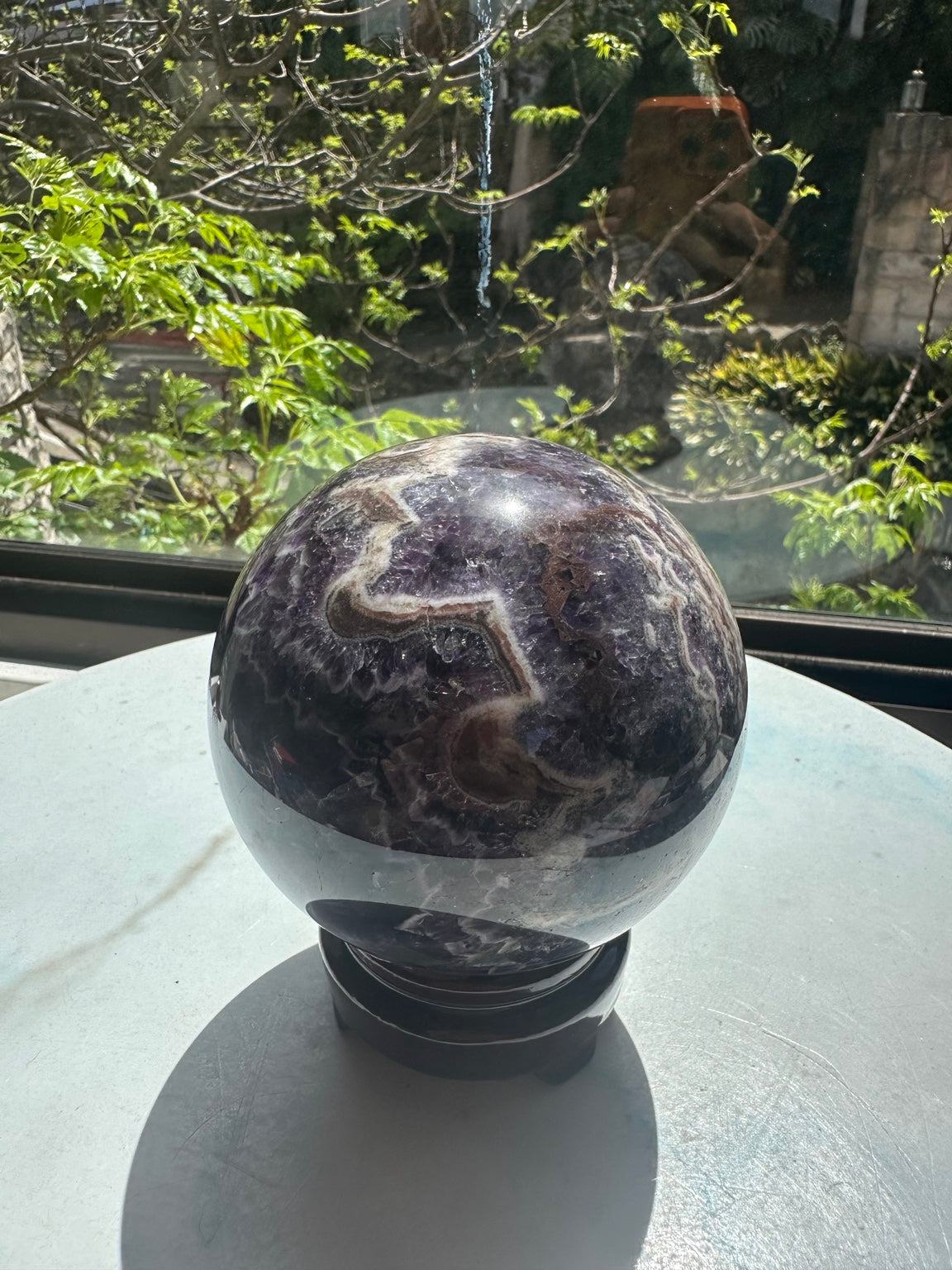 Original natural-light photograph of Dream Amethyst sphere #4, 2