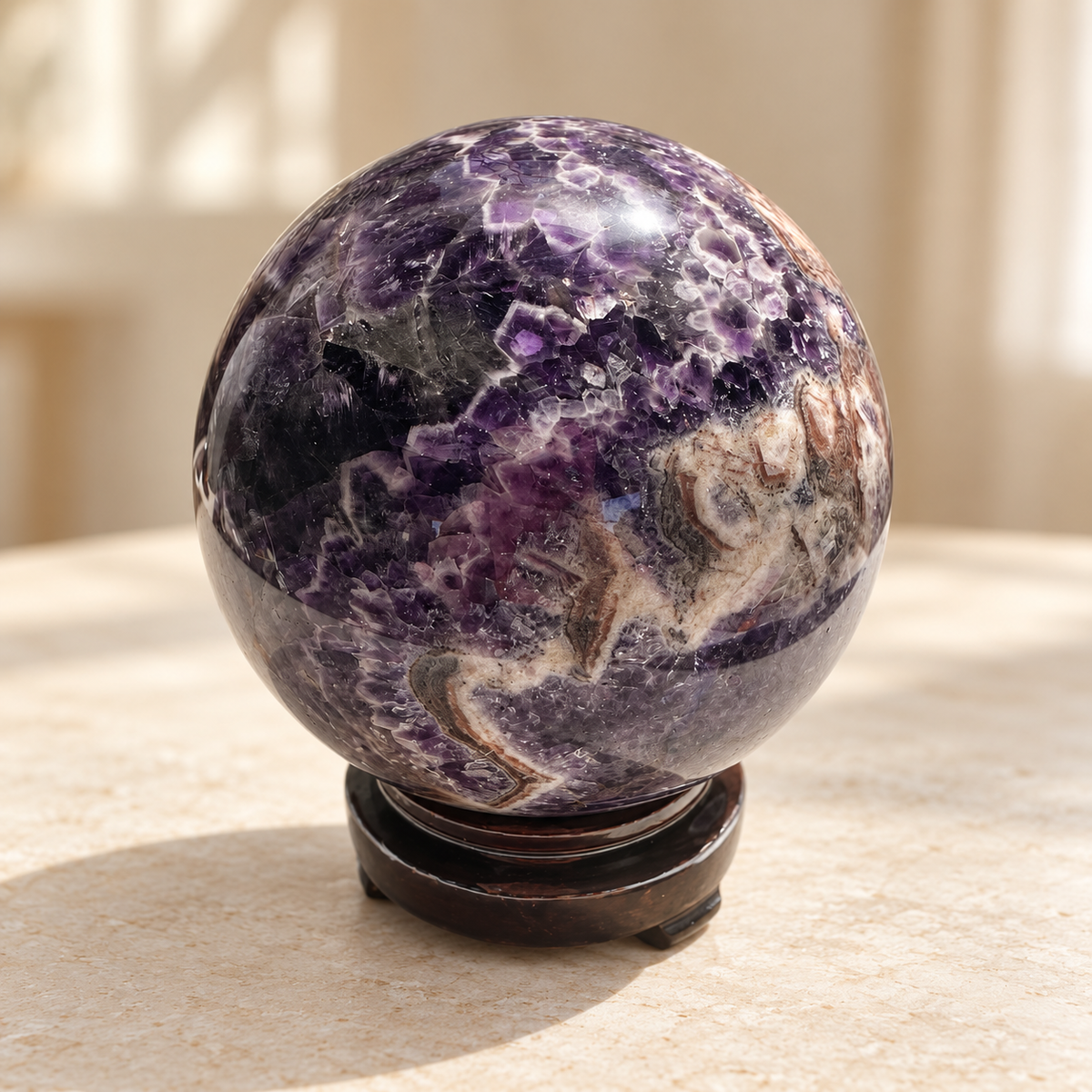 Large Madagascar Dream Amethyst sphere #4, 1.3kg, 10cm / 3.94in, patterns