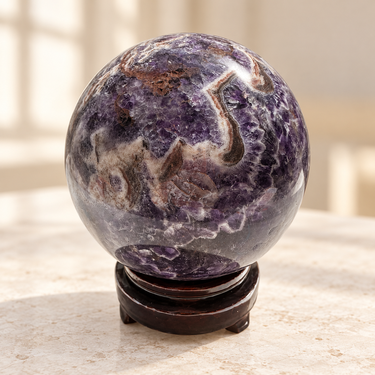 Large Madagascar Dream Amethyst sphere #4, 1.3kg, 10cm / 3.94in, side