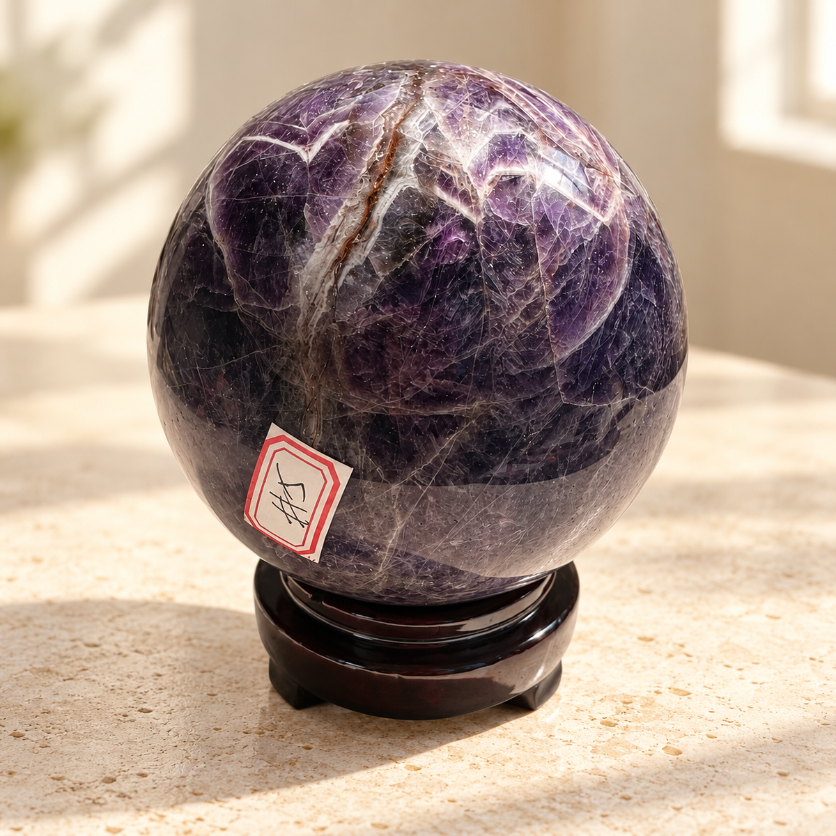 Large Madagascar Dream Amethyst sphere #5, 1.27kg, 9.9cm / 3.90in, banding