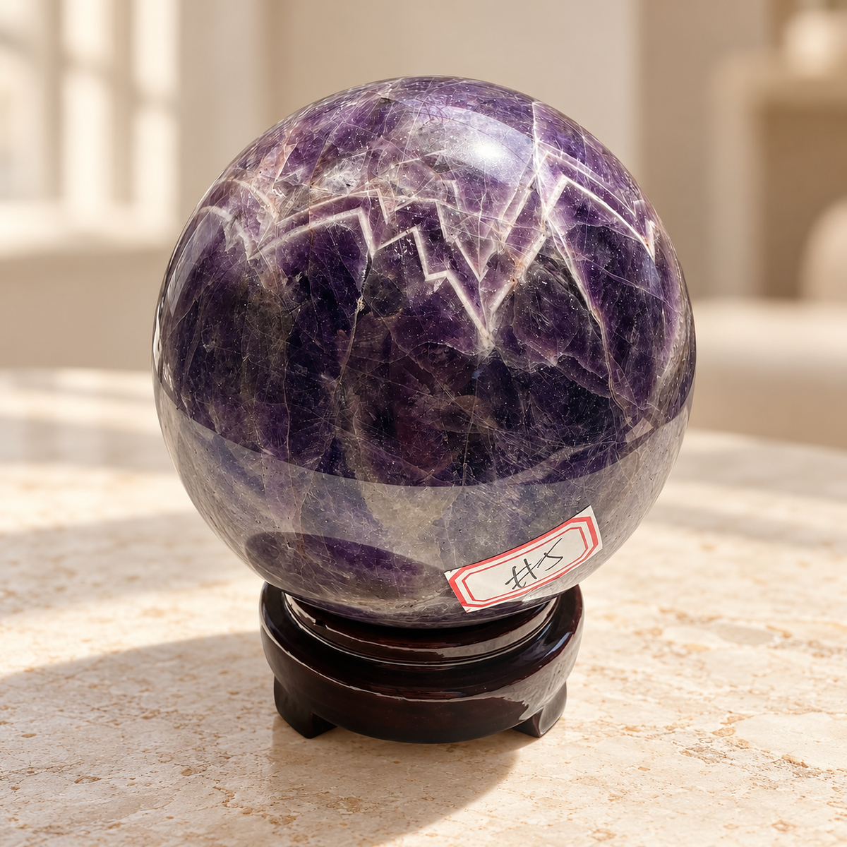 Large Madagascar Dream Amethyst sphere #5, 1.27kg, 9.9cm / 3.90in, chevrons