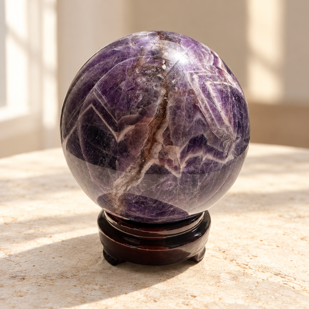 Large Madagascar Dream Amethyst sphere #5, 1.27kg, 9.9cm / 3.90in, inclusions