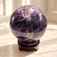 Large Dream Amethyst / Chevron Amethyst Sphere with Stand, Madagascar Banded Crystal Ball 1.27kg, 9.9cm/3.90in #5
