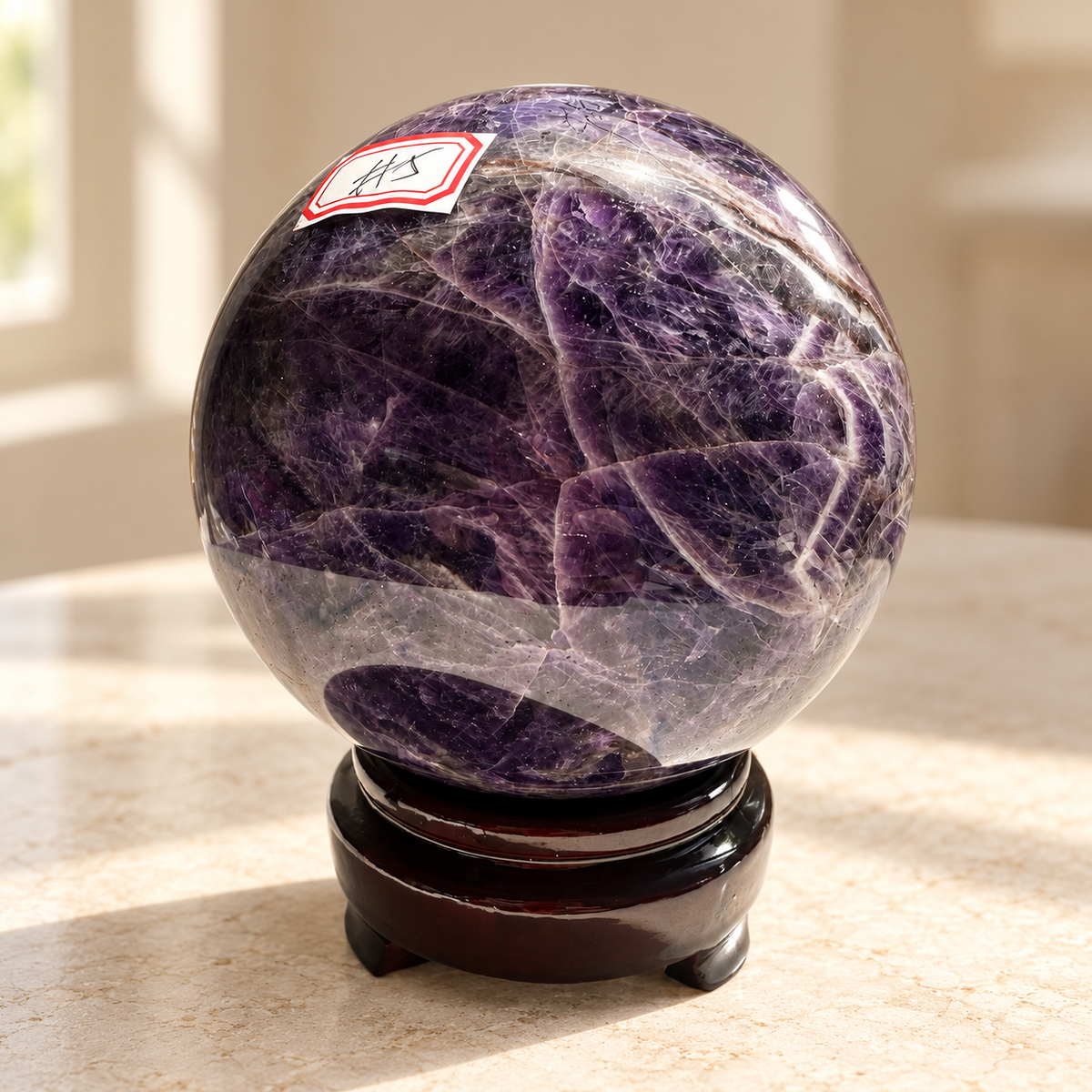 Large Madagascar Dream Amethyst sphere #5, 1.27kg, 9.9cm / 3.90in, number-angle
