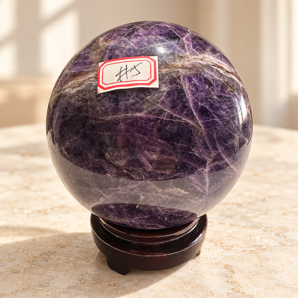 Large Madagascar Dream Amethyst sphere #5, 1.27kg, 9.9cm / 3.90in, number