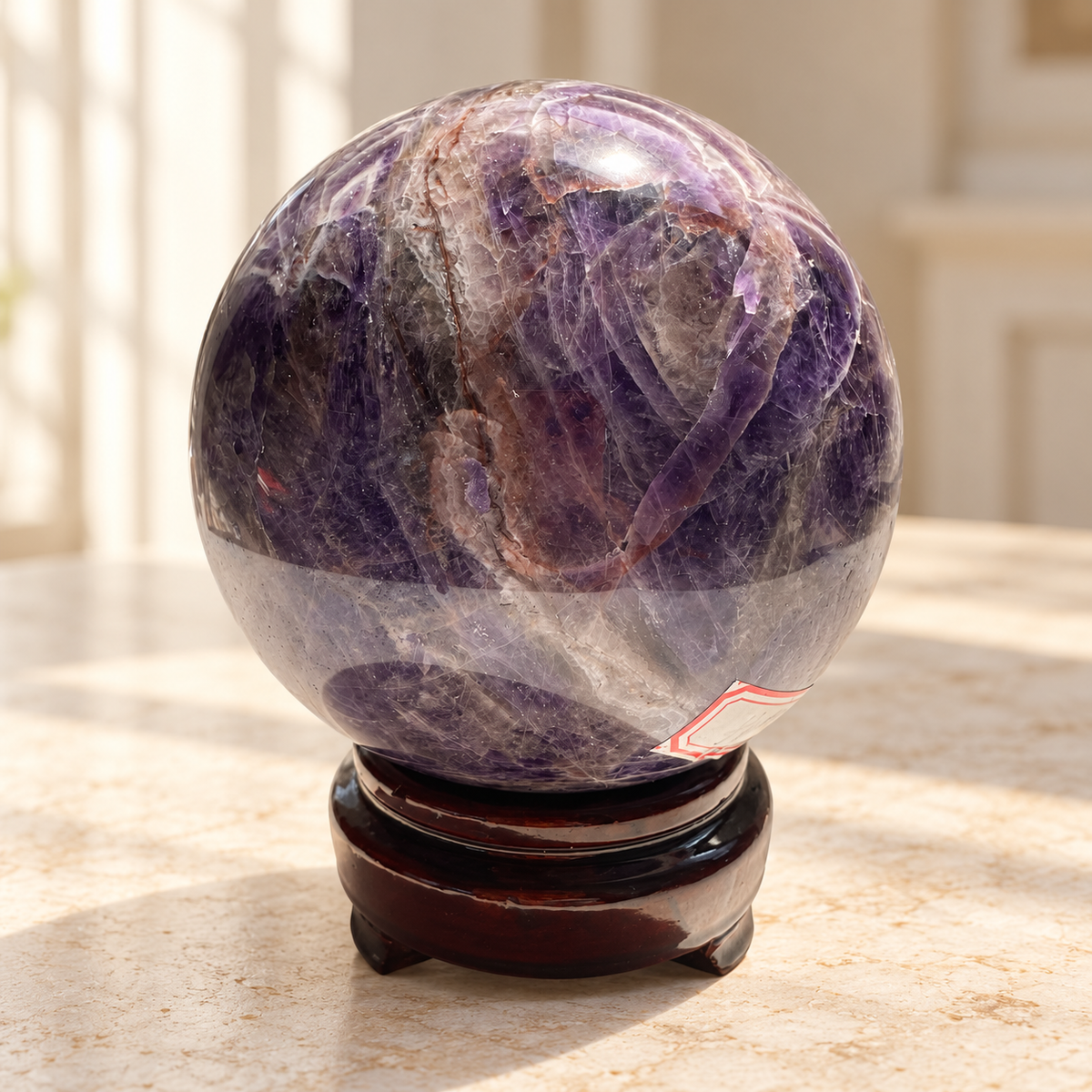 Large Madagascar Dream Amethyst sphere #5, 1.27kg, 9.9cm / 3.90in, veils