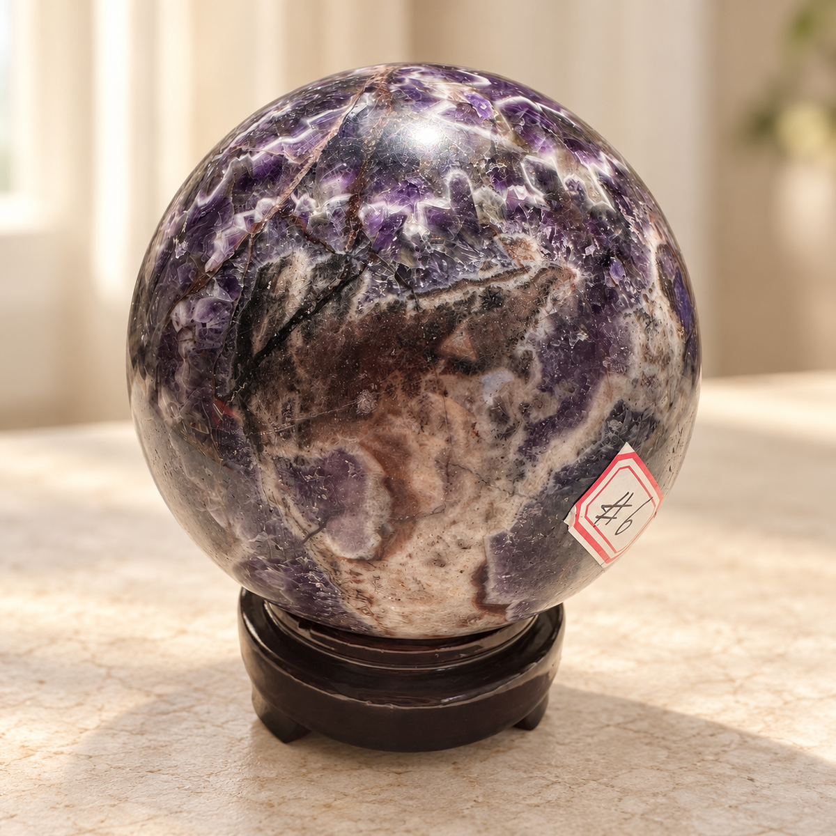 Large Dream Amethyst sphere #6 with stand, 1.27kg, 9.9cm / 3.90in, view 6