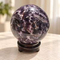 Large Dream Amethyst / Chevron Amethyst Sphere with Stand, Madagascar Banded Crystal Ball 1.27kg, 9.9cm/3.90in #6