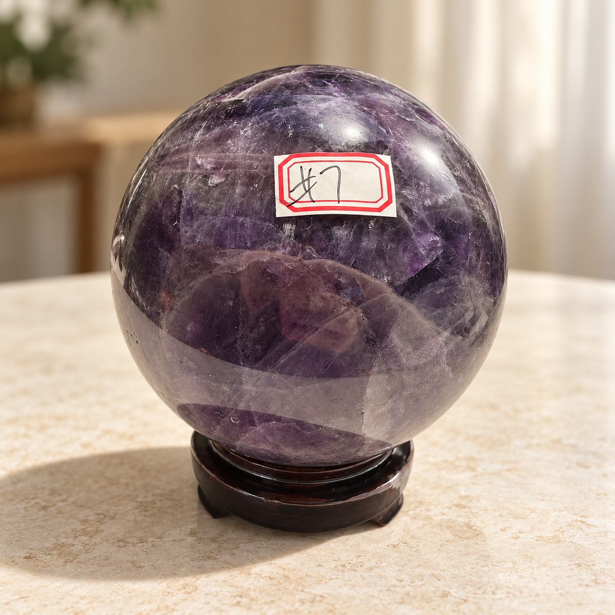 Large Madagascar Dream Amethyst sphere #7 with stand, 1.44kg, 10.3cm / 4.06in, view 1