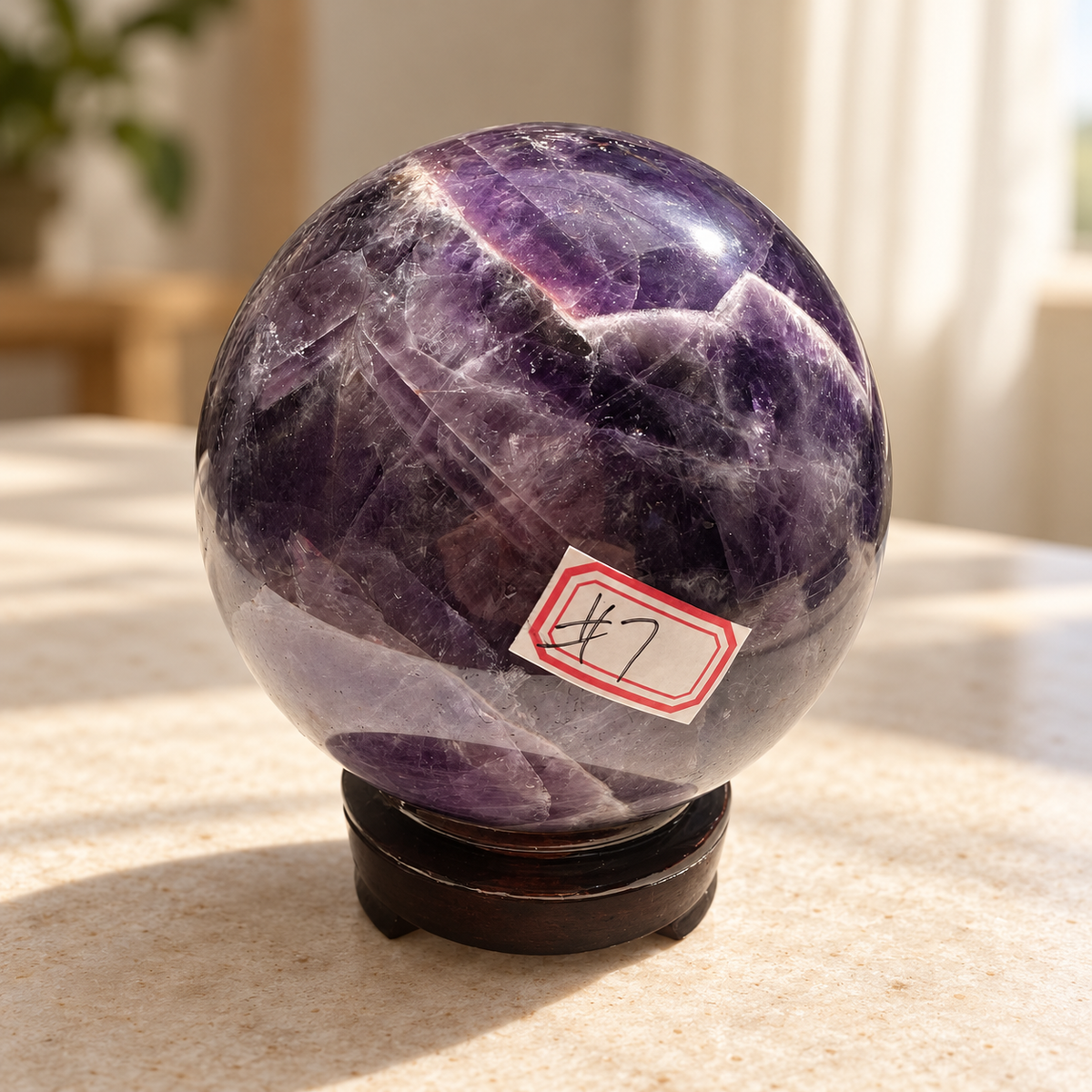 Large Madagascar Dream Amethyst sphere #7 with stand, 1.44kg, 10.3cm / 4.06in, view 4