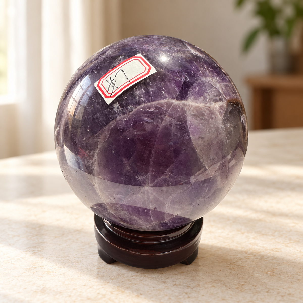 Large Madagascar Dream Amethyst sphere #7 with stand, 1.44kg, 10.3cm / 4.06in, view 5