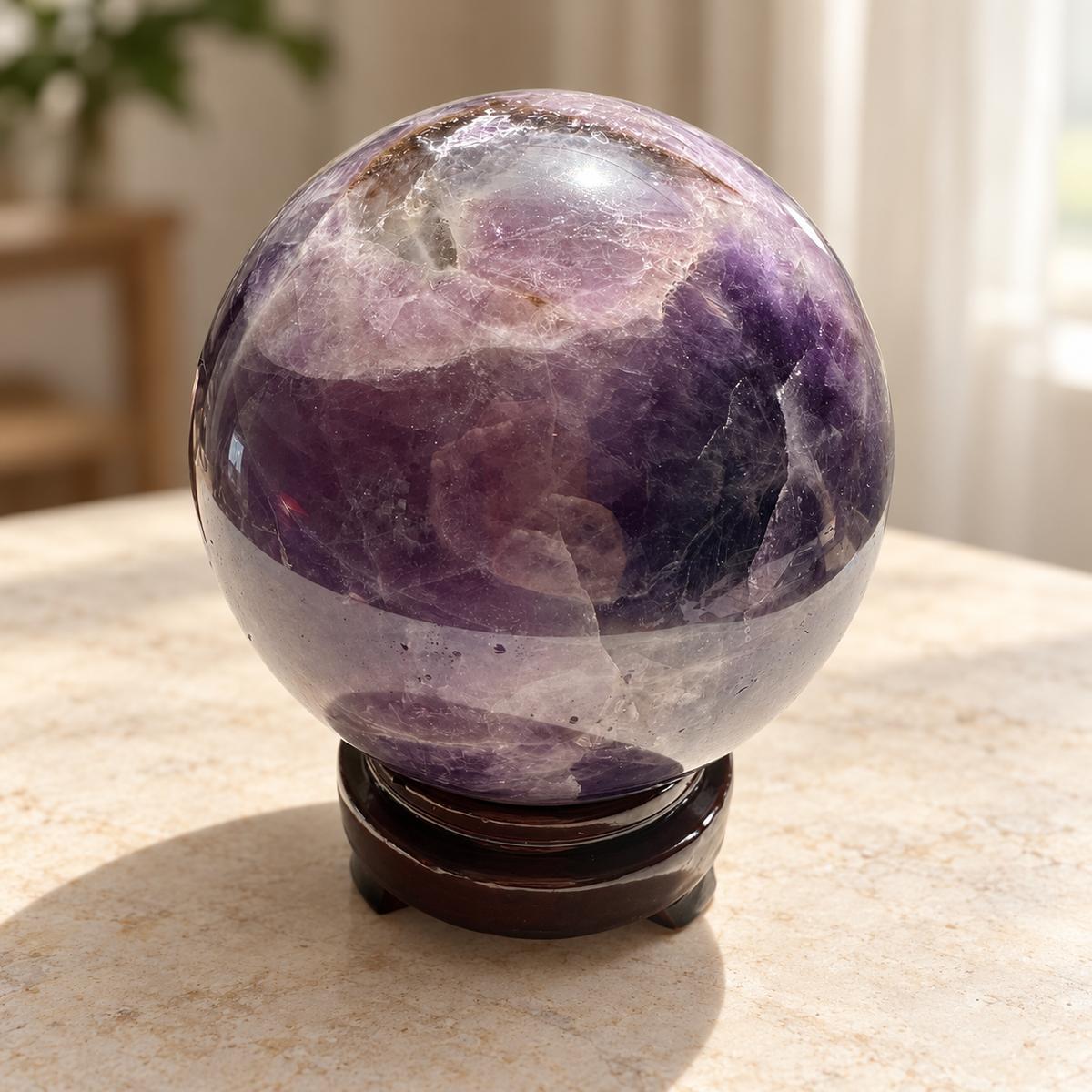 Large Madagascar Dream Amethyst sphere #7 with stand, 1.44kg, 10.3cm / 4.06in, view 6
