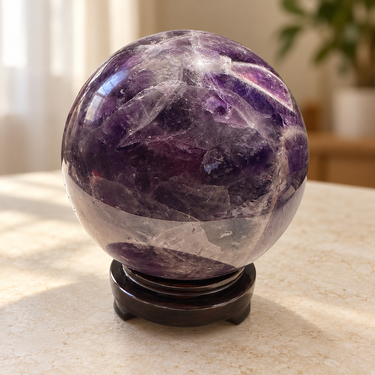 Large Madagascar Dream Amethyst sphere #7 with stand, 1.44kg, 10.3cm / 4.06in, view 7