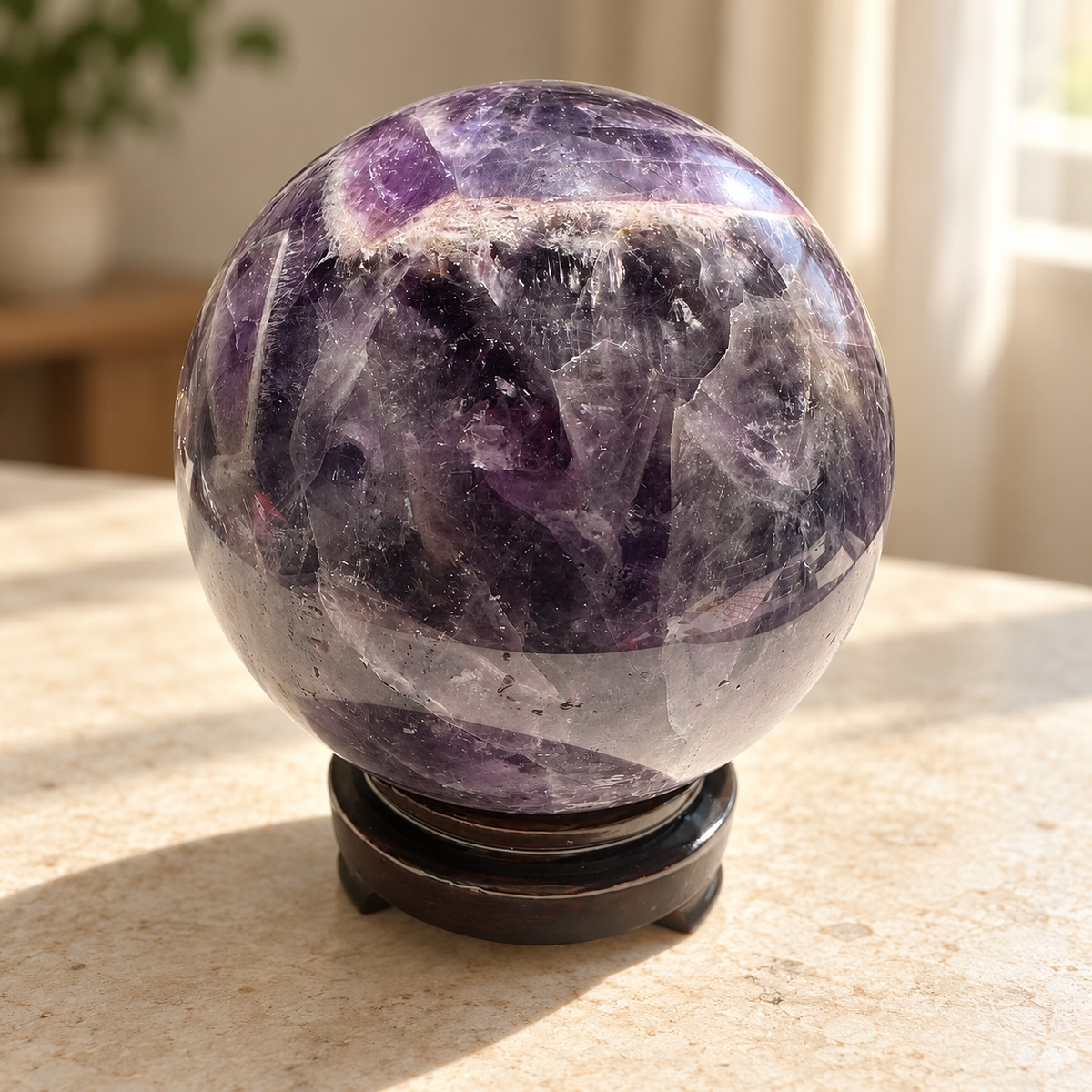 Large Madagascar Dream Amethyst sphere #7 with stand, 1.44kg, 10.3cm / 4.06in, view 8