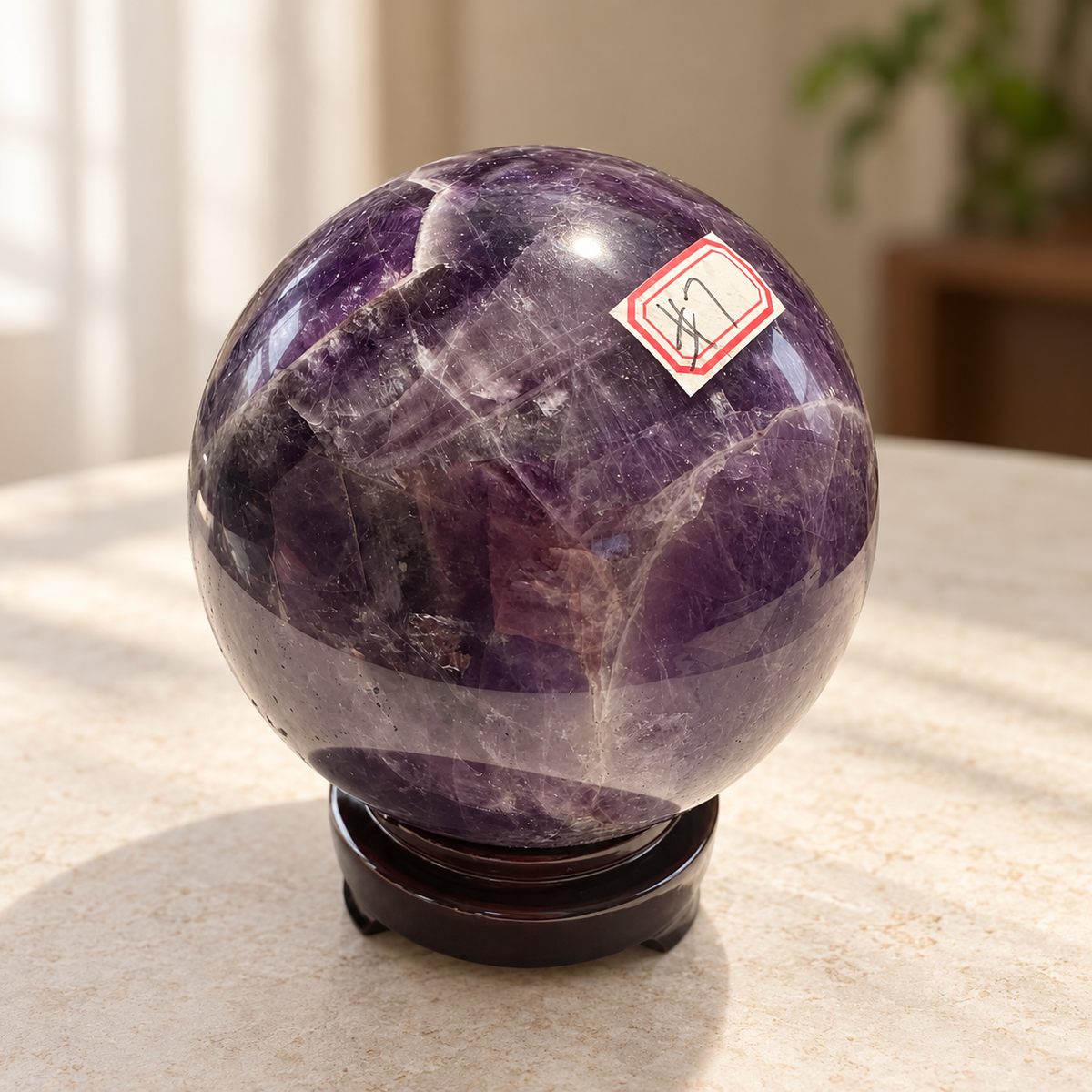 Large Madagascar Dream Amethyst sphere #7 with stand, 1.44kg, 10.3cm / 4.06in, view 9