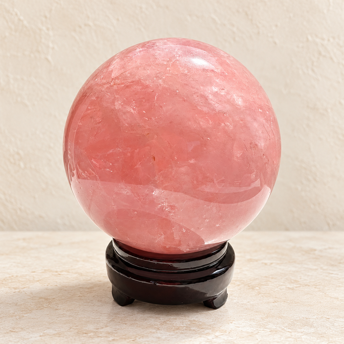Madagascar rose quartz sphere #1, 1.62kg, diameter10.6cm — 01-main