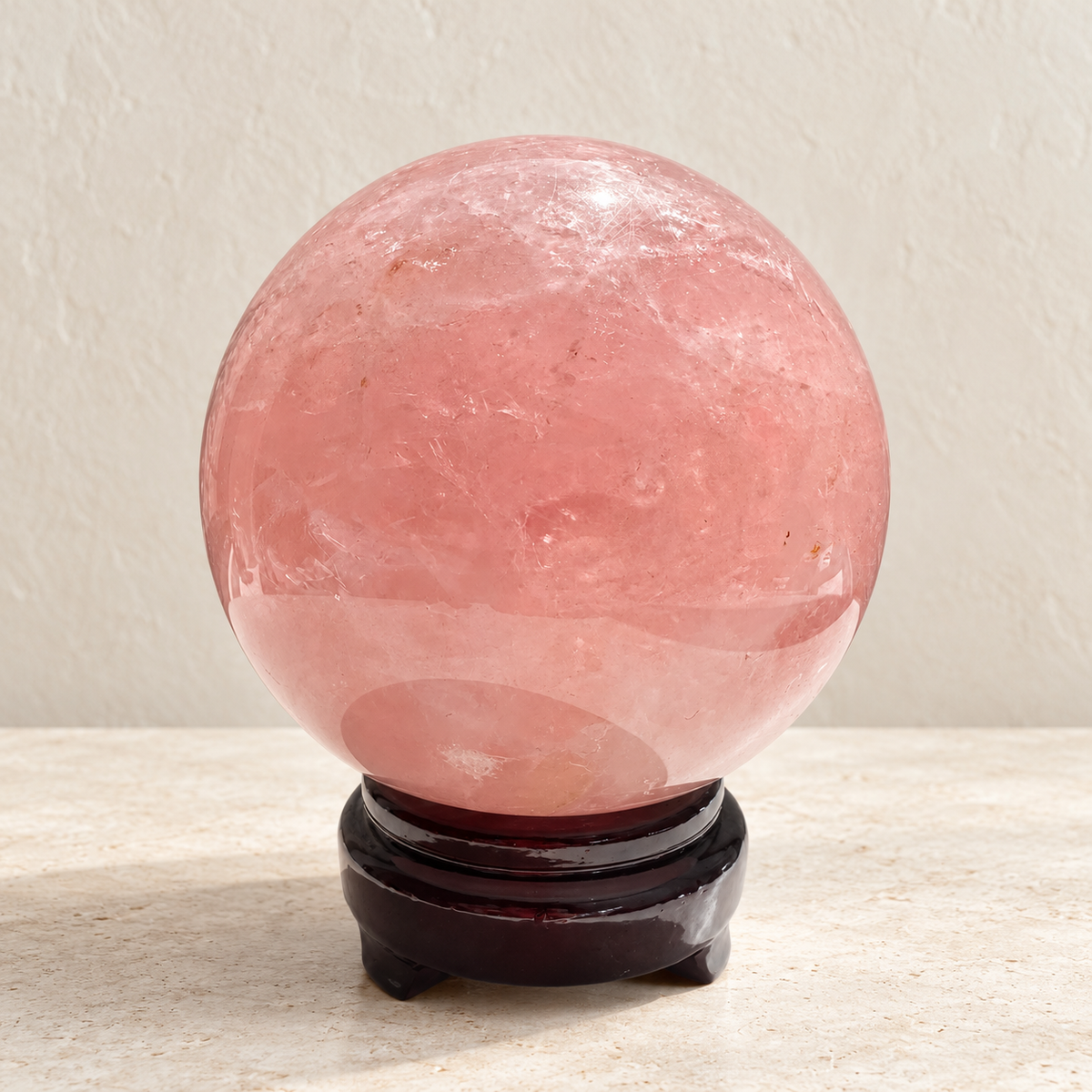 Madagascar rose quartz sphere #1, 1.62kg, diameter10.6cm — 03-alternate