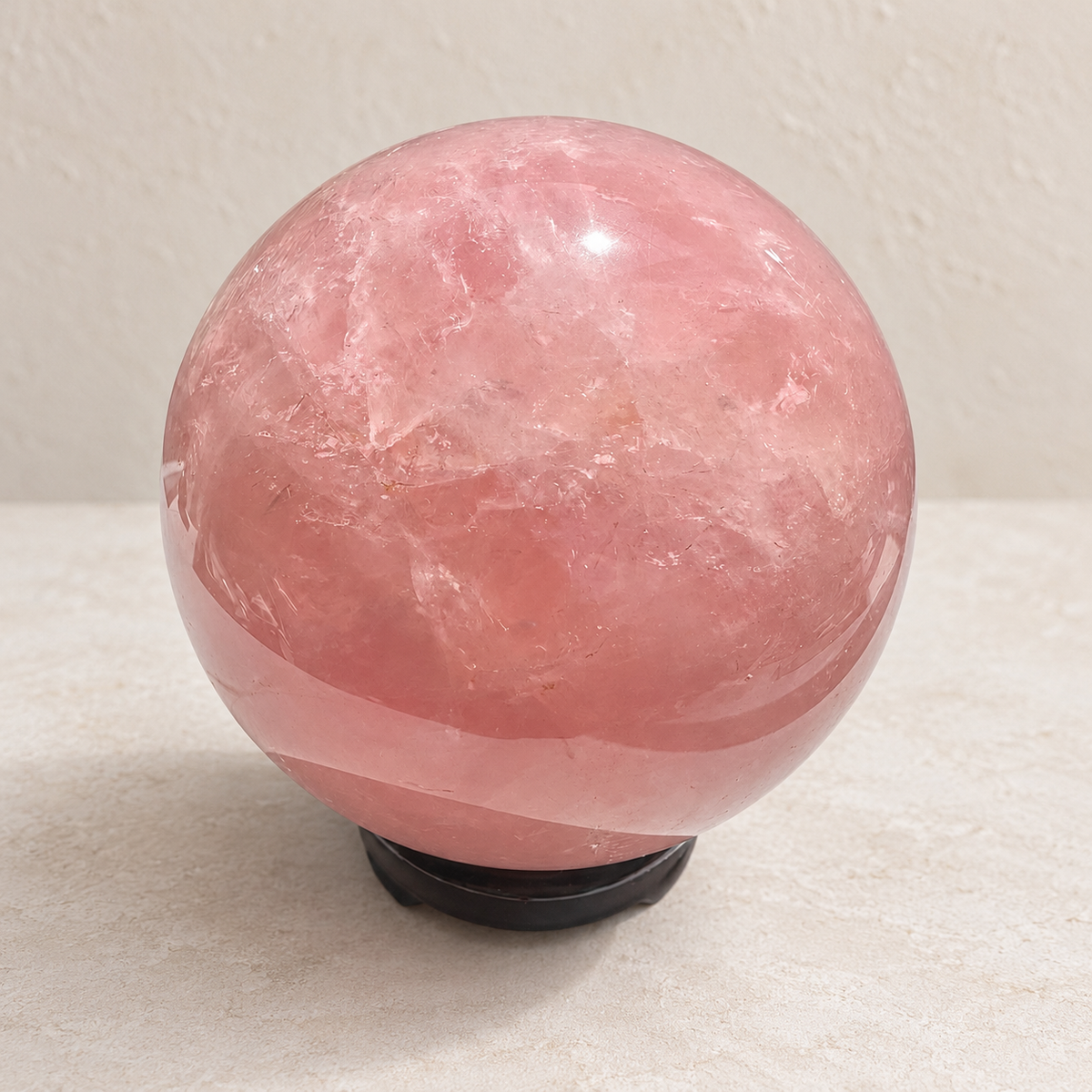 Madagascar rose quartz sphere #1, 1.62kg, diameter10.6cm — 04-elevated