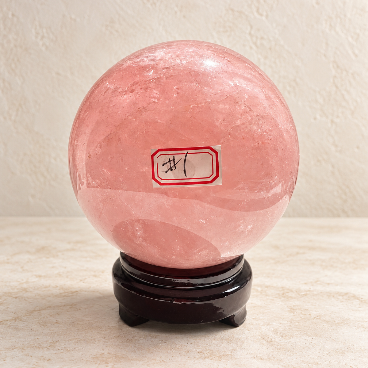 Madagascar rose quartz sphere #1, 1.62kg, diameter10.6cm — 06-number