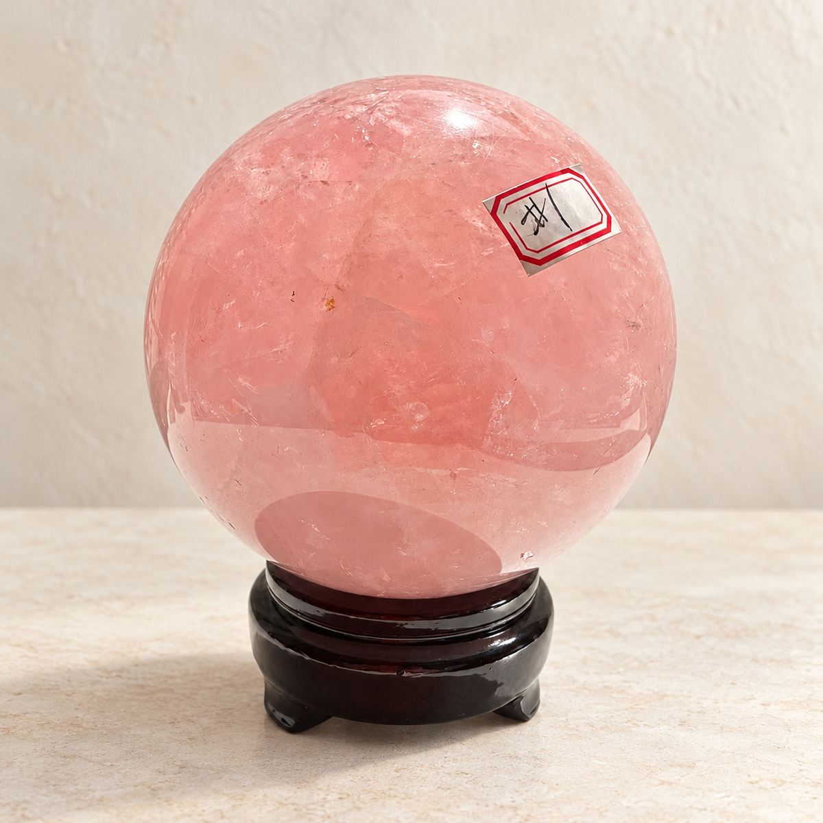 Madagascar rose quartz sphere #1, 1.62kg, diameter10.6cm — 07-number-angle