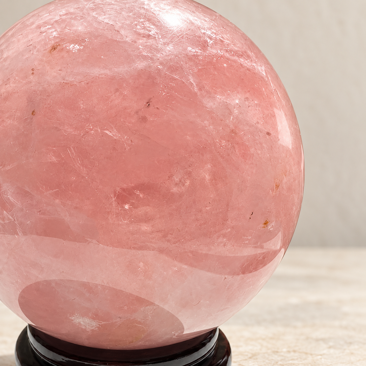 Madagascar rose quartz sphere #1, 1.62kg, diameter10.6cm — 10-detail