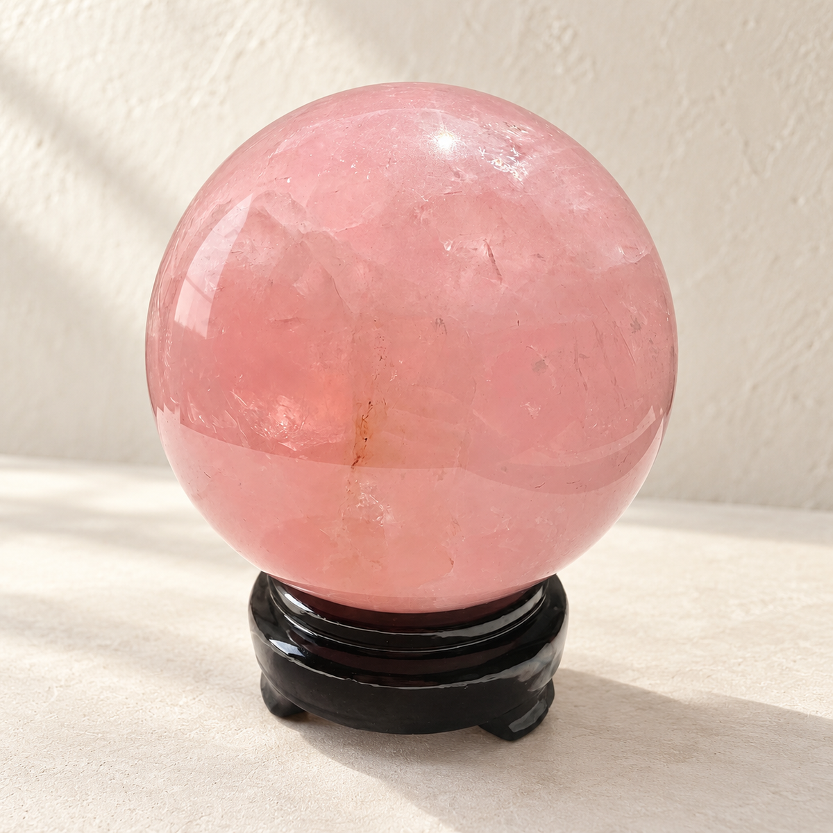 Madagascar rose quartz sphere #2, 1.42kg, 10.3cm / approximately 4.06 inches; main