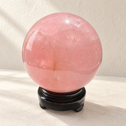 Madagascar rose quartz sphere #2, 1.42kg, 10.3cm / approximately 4.06 inches; main