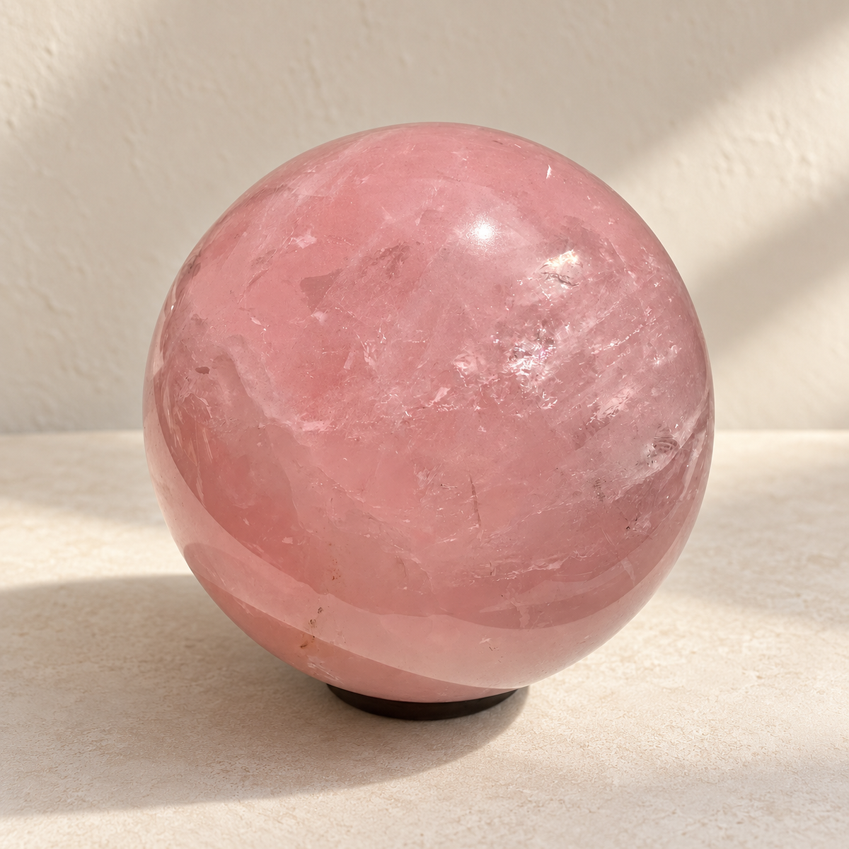 Madagascar rose quartz sphere #2, 1.42kg, 10.3cm / approximately 4.06 inches; upper