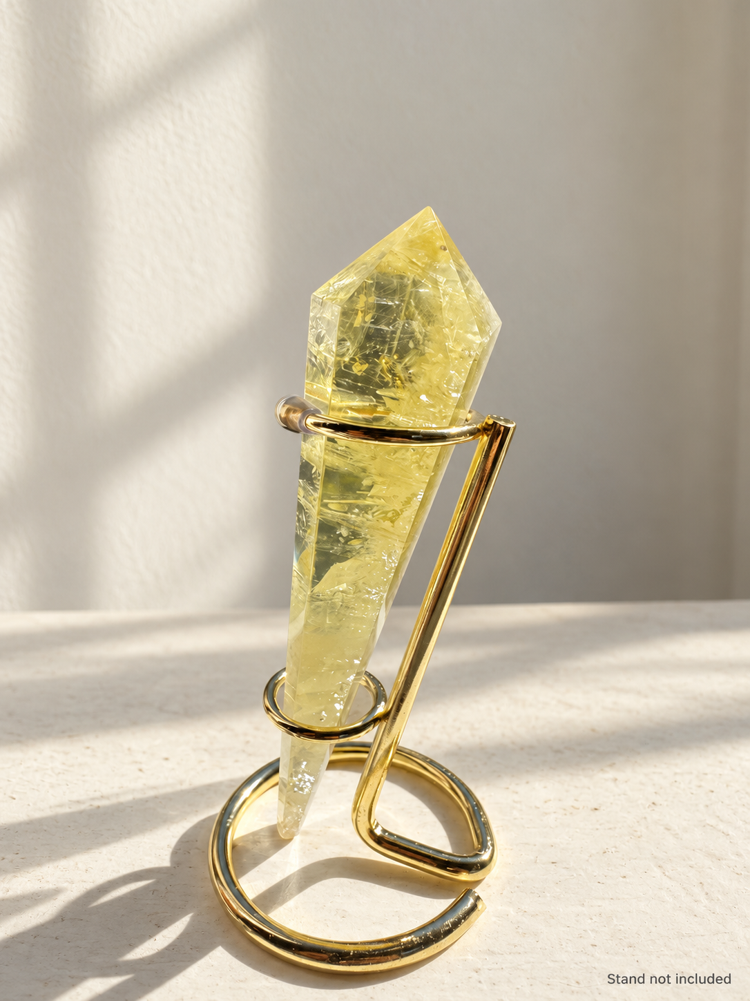 Citrine Quartz Wand, detailed view 3 in soft indoor light.