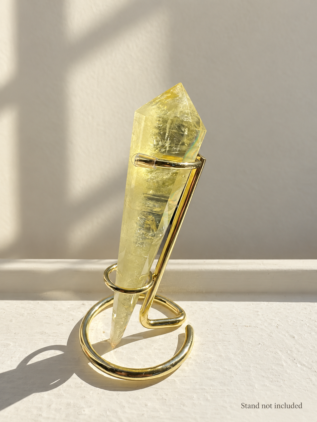 Citrine Quartz Wand, detailed view 4 in soft indoor light.