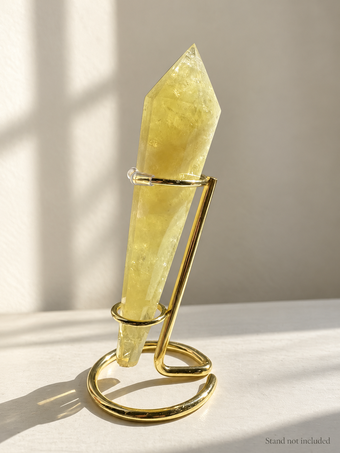 Citrine Quartz Wand, detailed view 10 in soft indoor light.