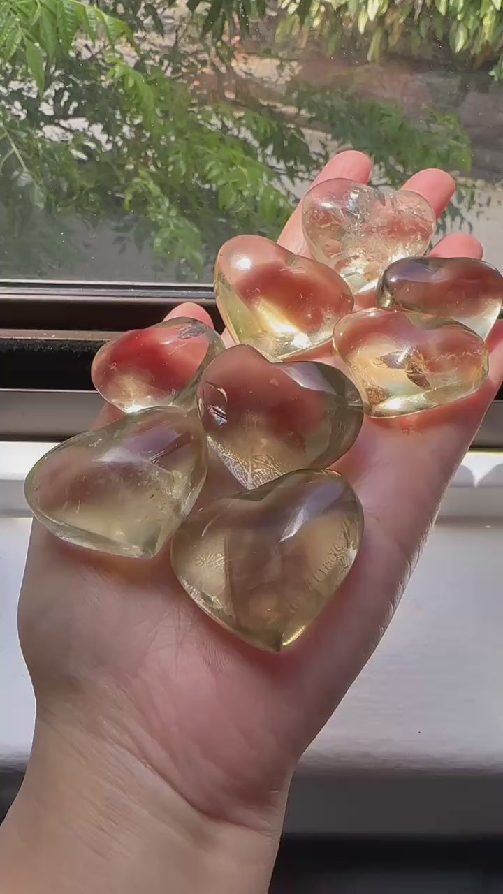 Brazilian Citrine Puffy Heart | Natural Crystal Carving 3–6cm