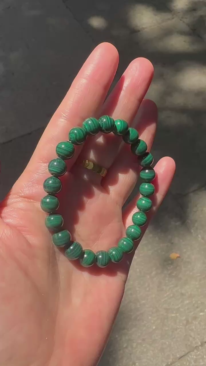 Malachite Bracelet | Natural 8mm Green Stone Beads