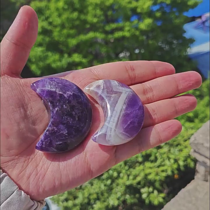 Dream Amethyst Moon | Chevron Crystal Carving 4–5cm