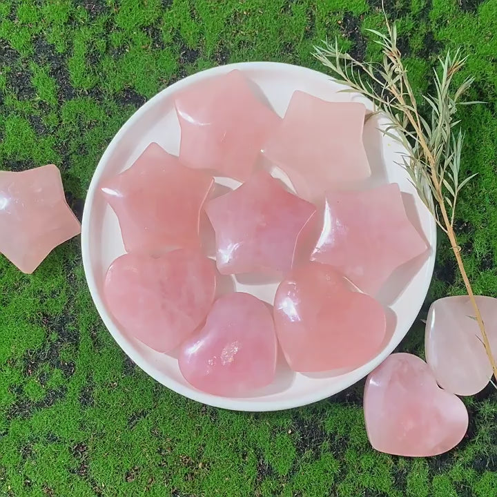 Rose Quartz Star or Heart | Natural Crystal Carving