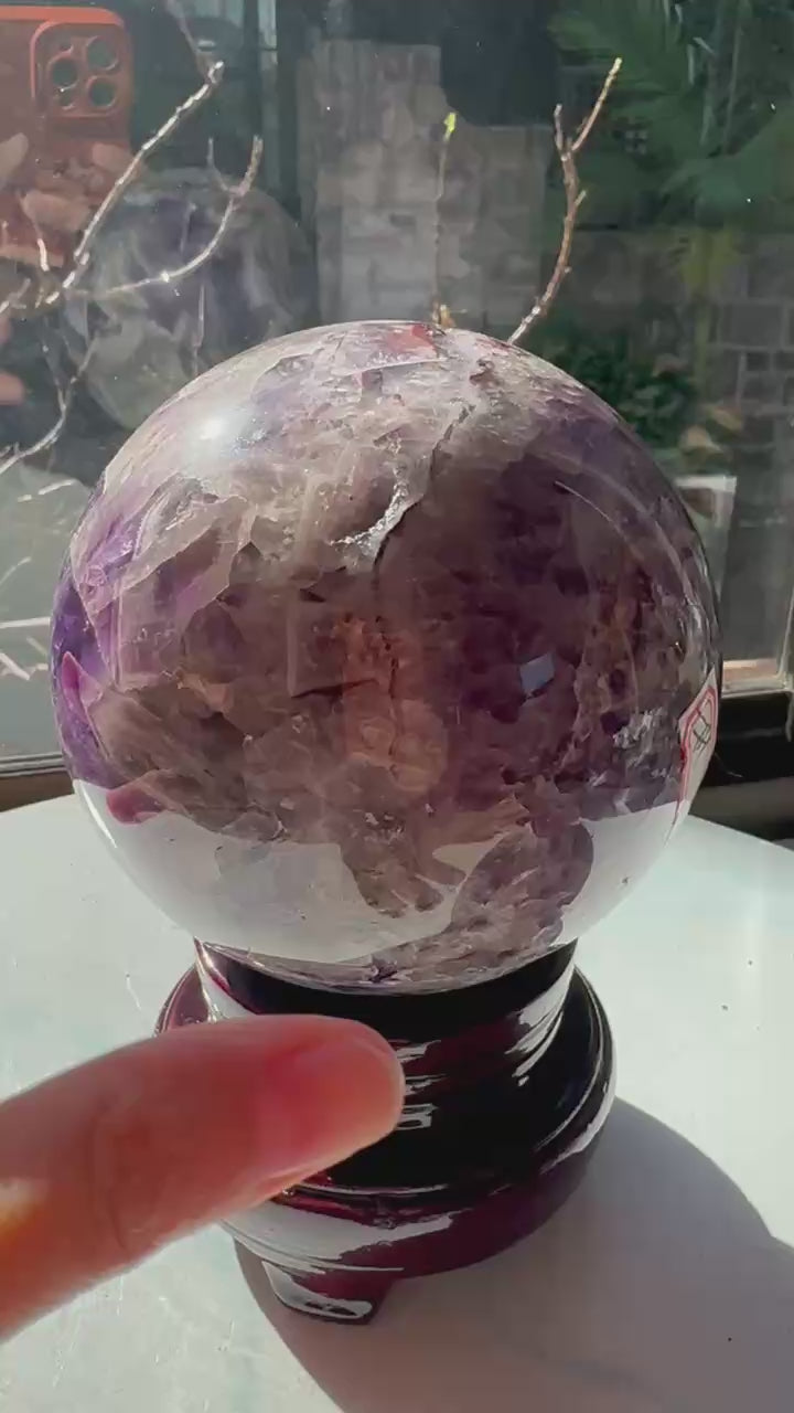 Dream Amethyst Sphere with Chevron Banding & Stand | 1.58kg 10.2cm Exact Piece #1