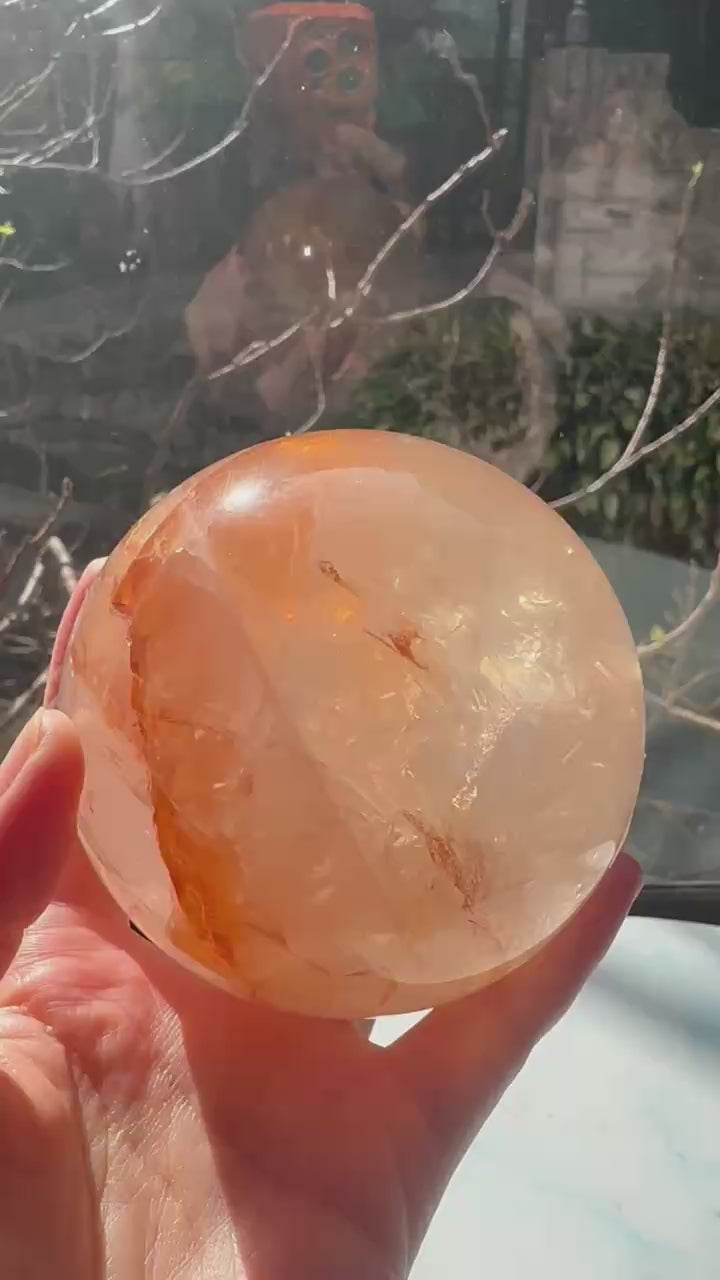 Fire Quartz Sphere with Red Hematite Inclusions | 883g 8.5cm Exact Piece #2