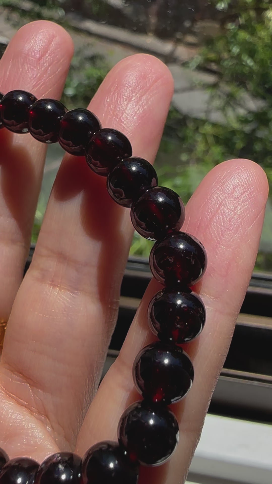 Garnet Bracelet | Natural 7mm Stretch Beads