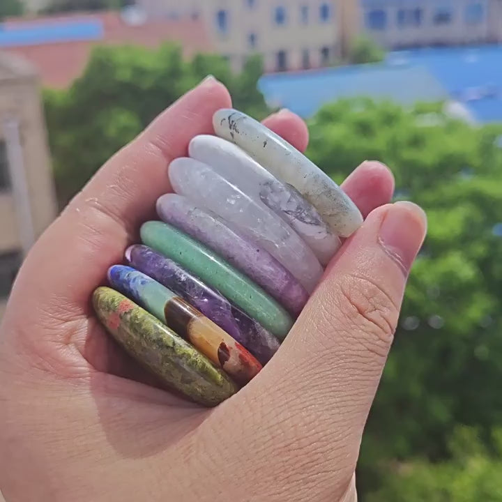 Natural Crystal Worry Stone | Polished Thumb Stone 4.5cm