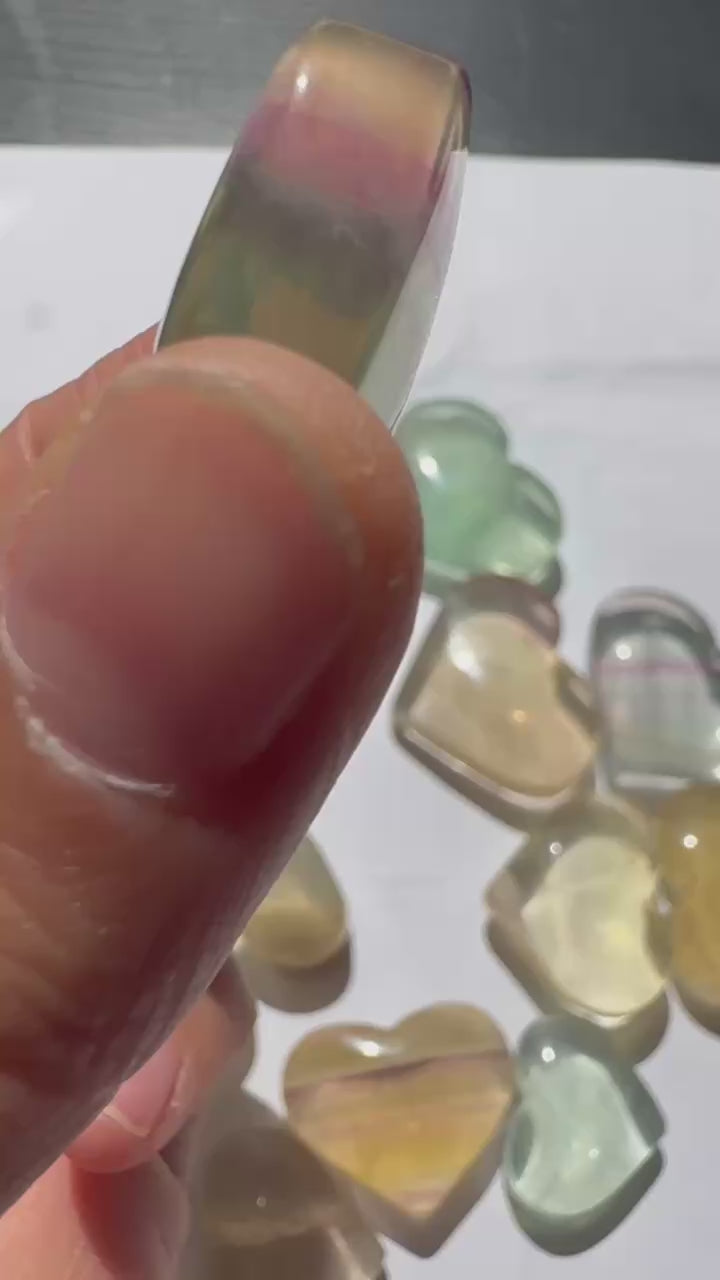 Fluorite Heart | Natural Crystal Carving 3–4cm