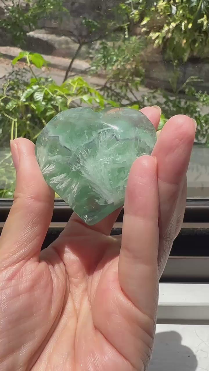 Feather Fluorite Heart | Natural Crystal 50–300g