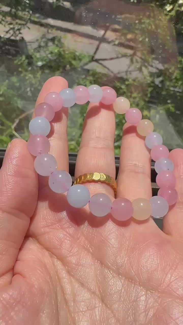 Morganite Bracelet | Natural 7mm Pastel Beads