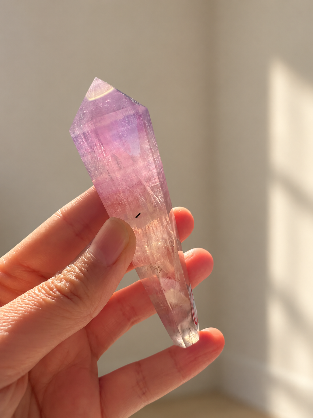 Purple fluorite wand #2, original view 6, soft indoor light
