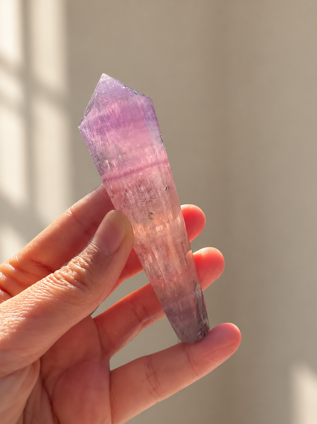 Purple fluorite wand #2, original view 7, soft indoor light