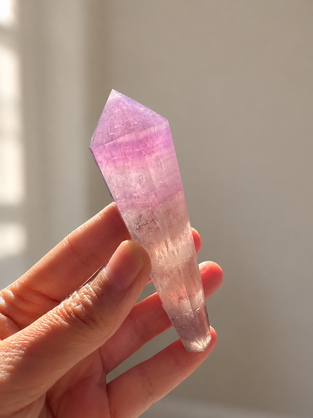Purple fluorite wand #2, original view 8, soft indoor light
