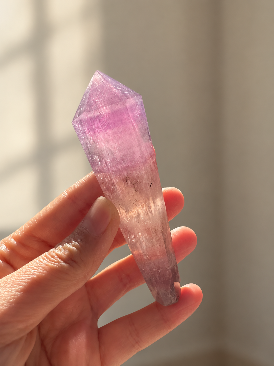 Purple fluorite wand #2, original view 9, soft indoor light