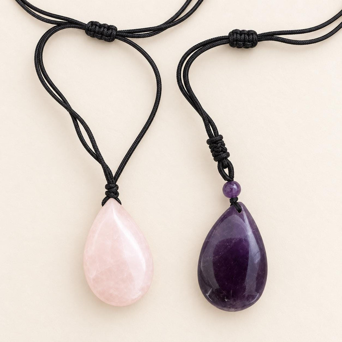 Madagascar Rose Quartz or Dream Amethyst teardrop pendant, approximately 4cm, natural stone necklace
