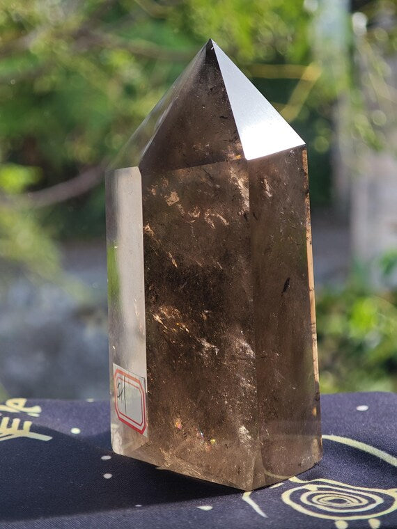 Smoky Quartz tower #1 – polished point and full exact-piece view