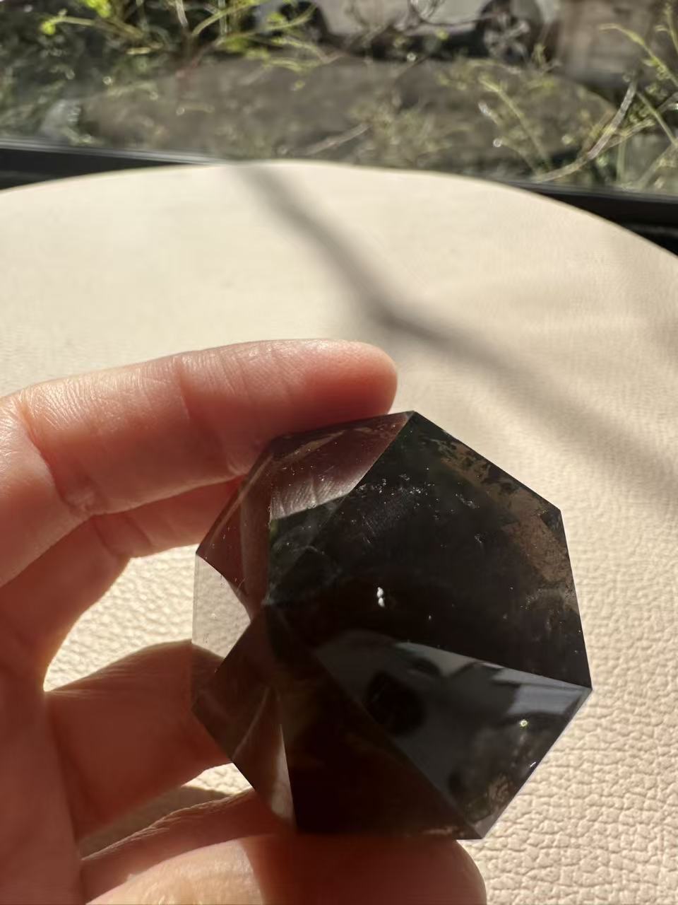 Natural Deep Smoky Quartz Diamond #4, dark polished geometric crystal specimen for minimalist decor and EMF protection, high-quality grounding stone by Moon Rituals.