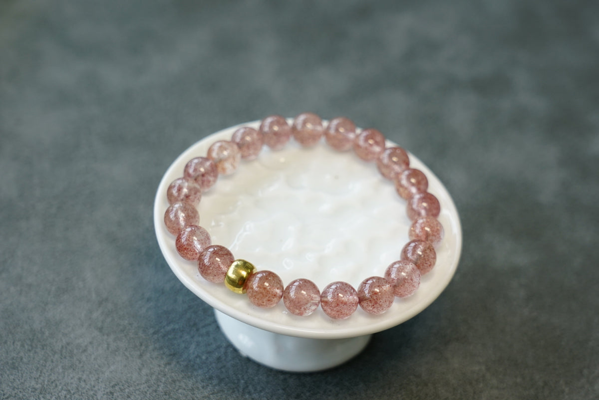Strawberry Quartz Bracelet | Natural 8mm Stretch Beads